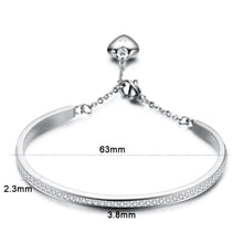 Load image into Gallery viewer, Beautiful Stainless Steel Adjustable Heart Dangle Clasp Bangle
