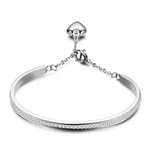 Load image into Gallery viewer, Beautiful Stainless Steel Adjustable Heart Dangle Clasp Bangle
